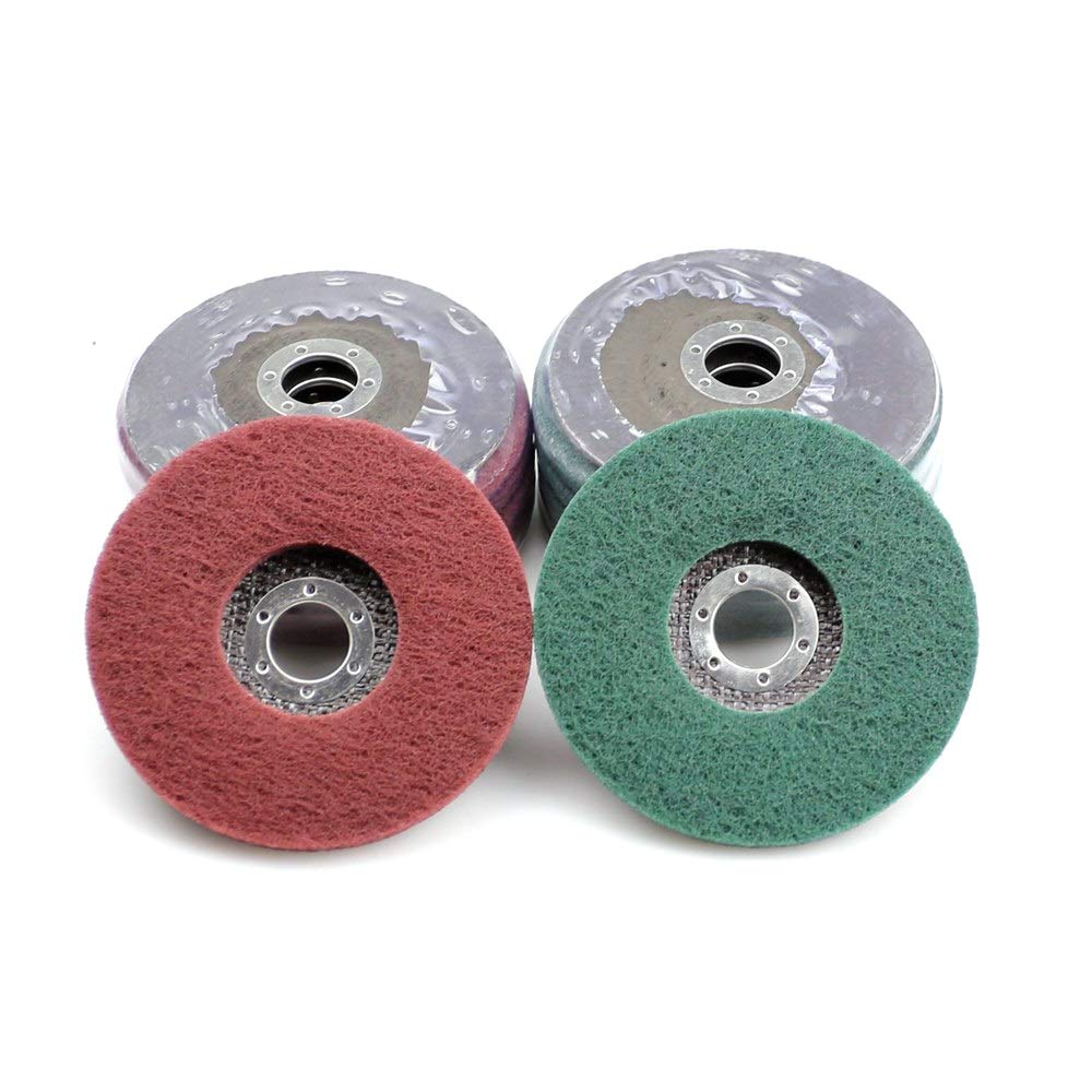 HHRFCS 10 szt. 125 * 8 * 22 mm włókninowa tarcza szlifierska z klapką Nylonowa tarcza polerska Bułgarska szlifierka kątowa Narzędzia do polerowania metalu (ziarnistość: zielony P180)