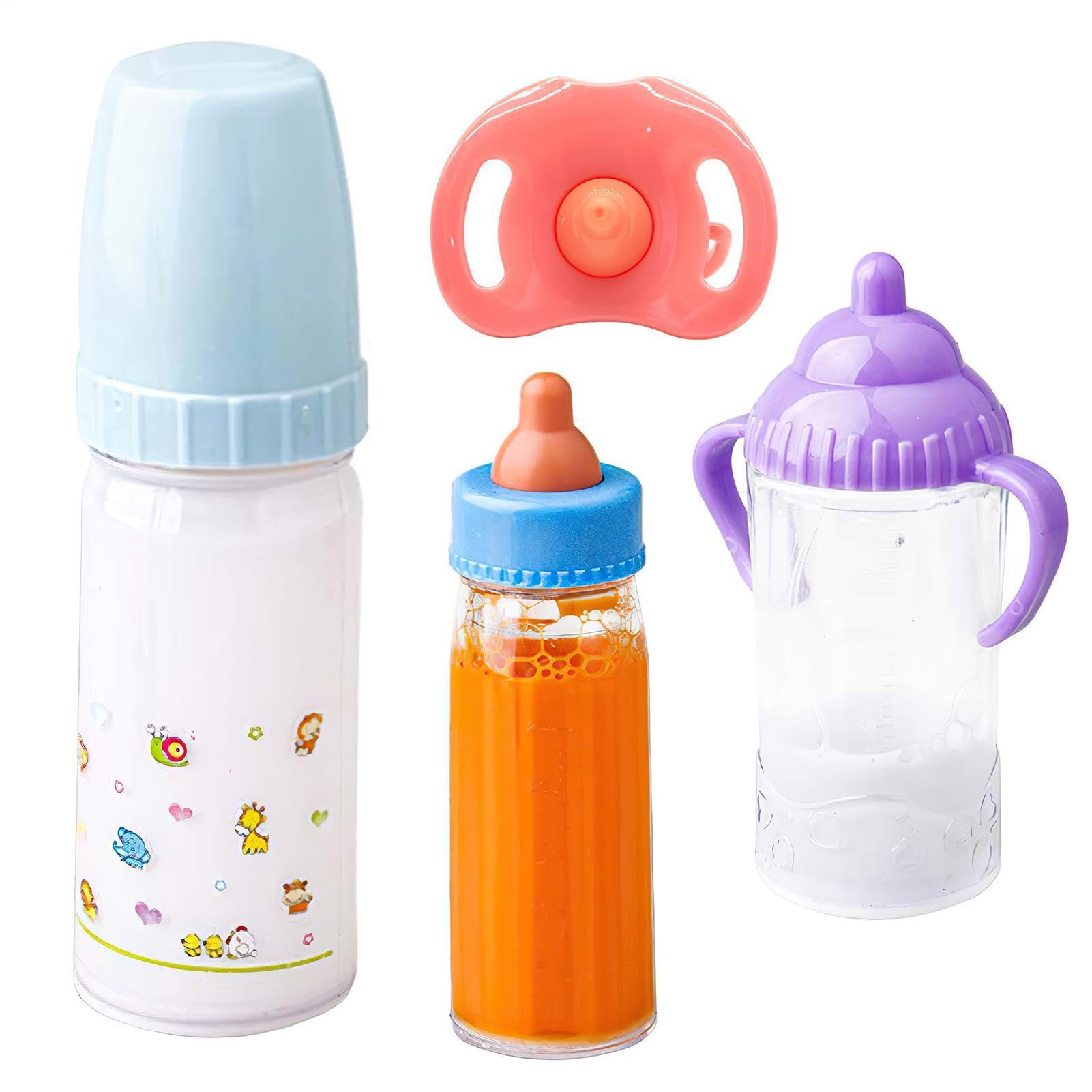 Set of 4 Magic Doll Feeding Bottles & Pretend Play Toys for Kids