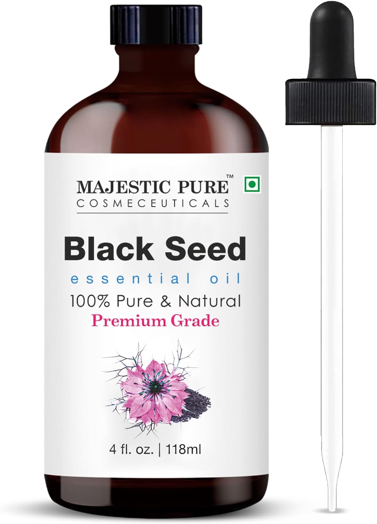 Essential Oil with Glass Dropper - 100% Pure and Natural - Essential Oils for Diffuser, Aromatherapy, Soap and Candle Making, Blackseed Essential Oil, Blackseed Oil, 4 Fl Oz