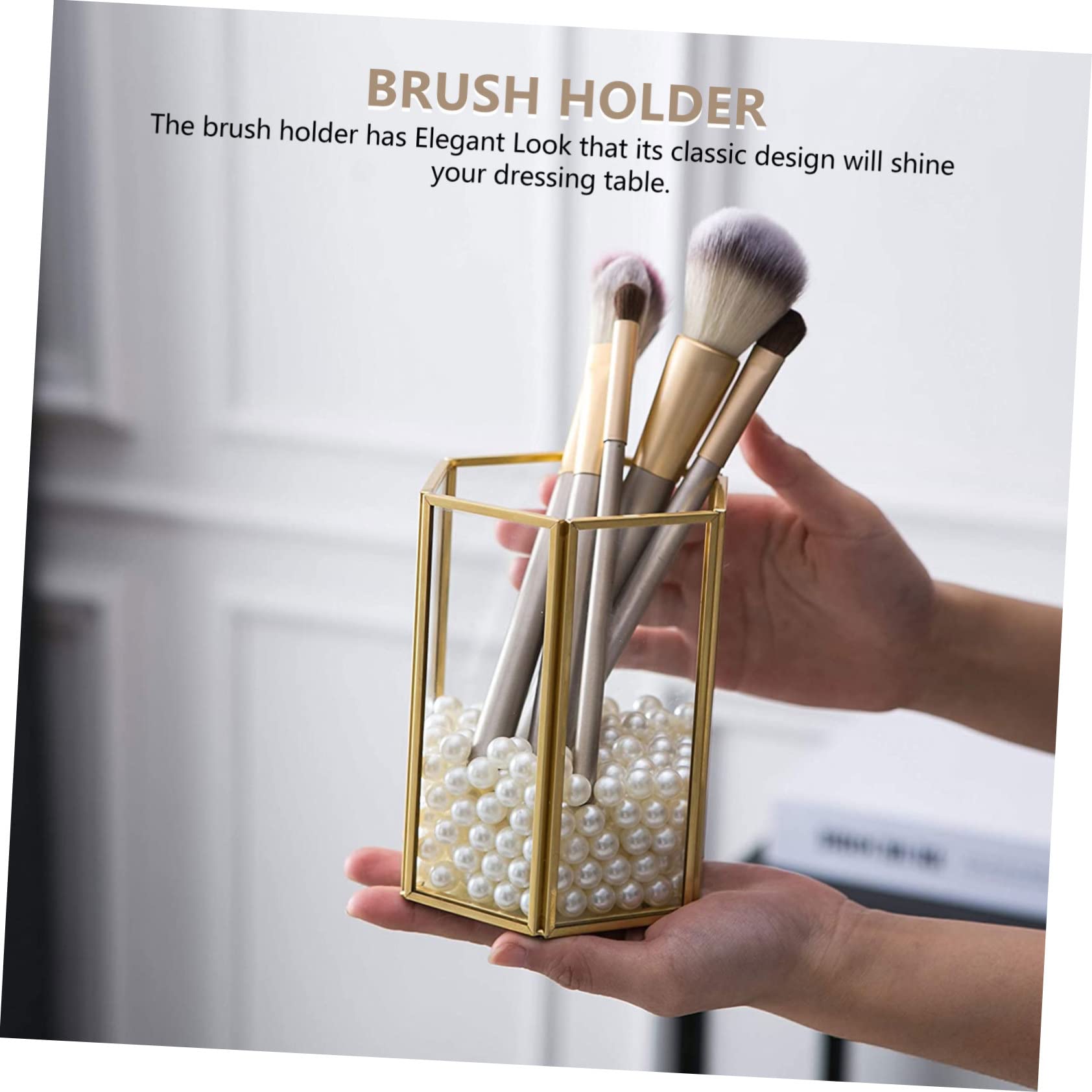 Ipetboom Organizer Trasparente Ampia Capacità Pennelli Trucco per Contenitore Cosmetici in Vetro Resistente, Porta Pennelli e Regalo da Scrivania per Uso Domestico per Donne