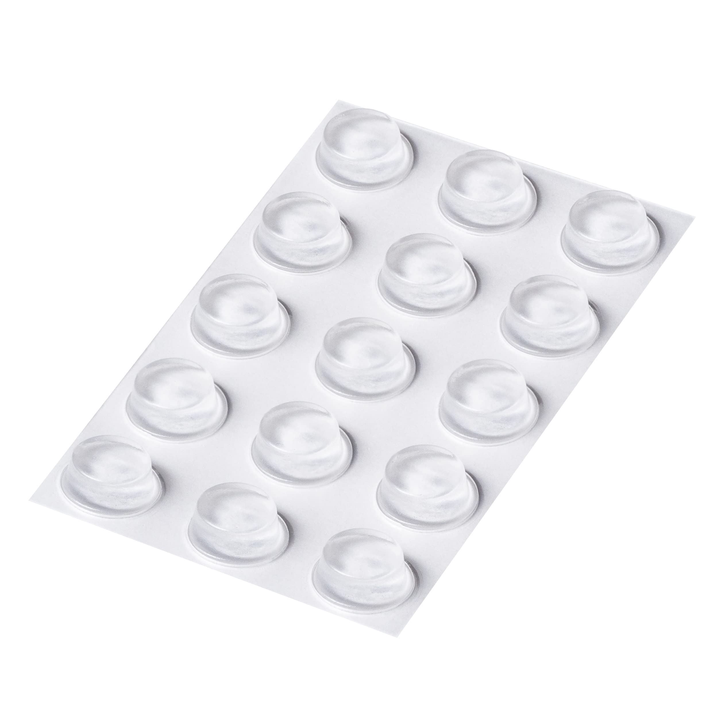 Self Adhesive Rubber Feet, Clear Flat Topped Bumper Pads for Furniture, Frames, Glass, Crafts - 10mm x 4mm (15)