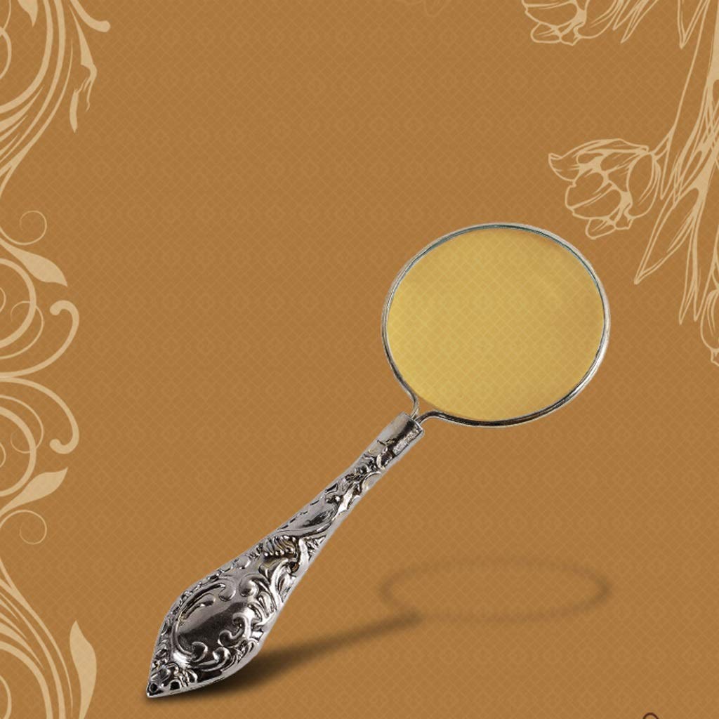 Lente d'Ingrandimento con Manico in Metallo, Lente d'Ingrandimento da scrivania Decorata in Argento utilizzata per giornali, Lettura di Caratteri Piccoli, ECC.