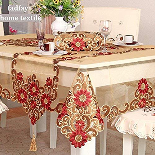 Nbg - Mantel de Boda con Bordado Fino, Color Dorado, 130x175cm