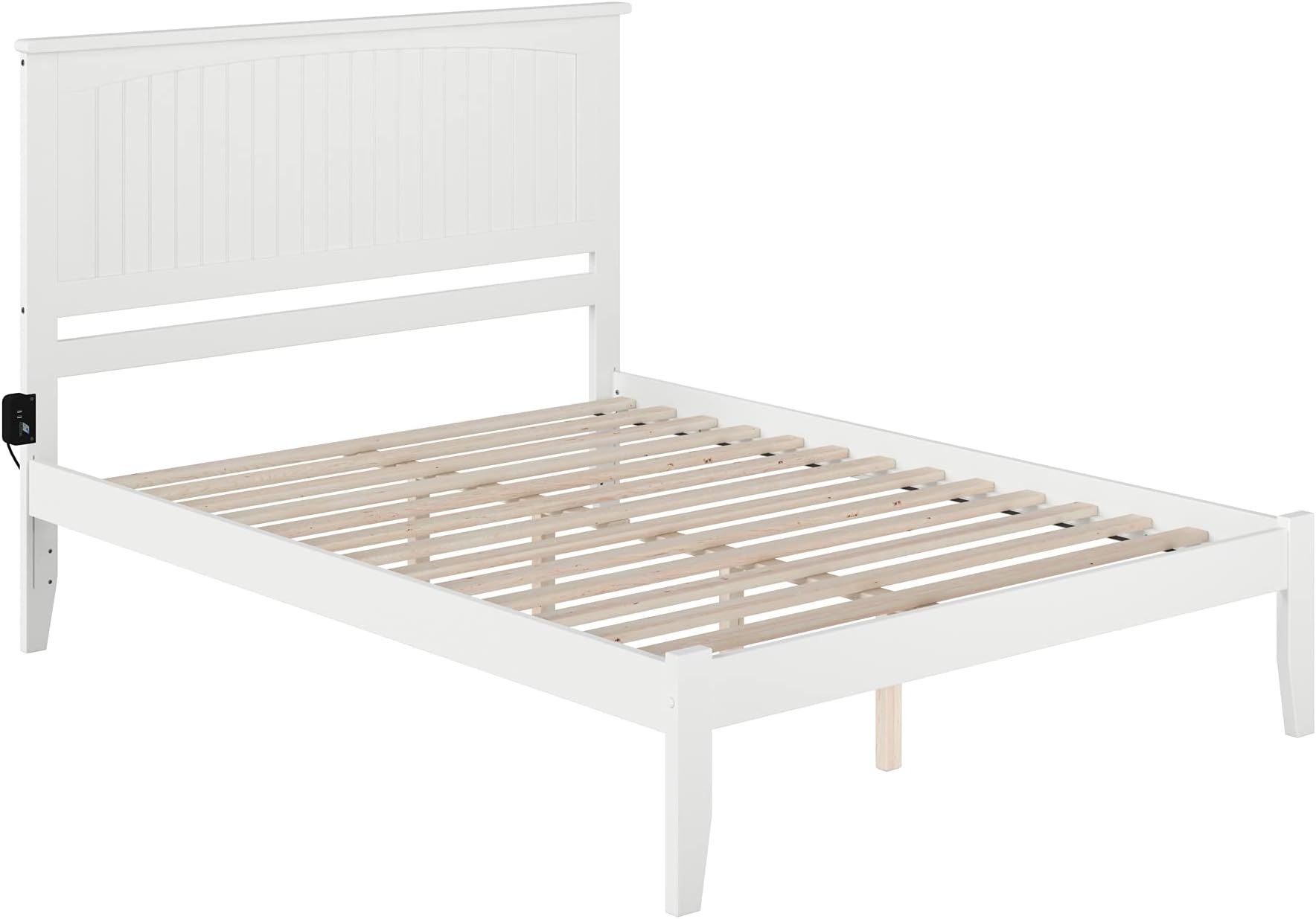 AFI Nantucket Queen Platform Bed with Open Footboard and Turbo Charger in White
