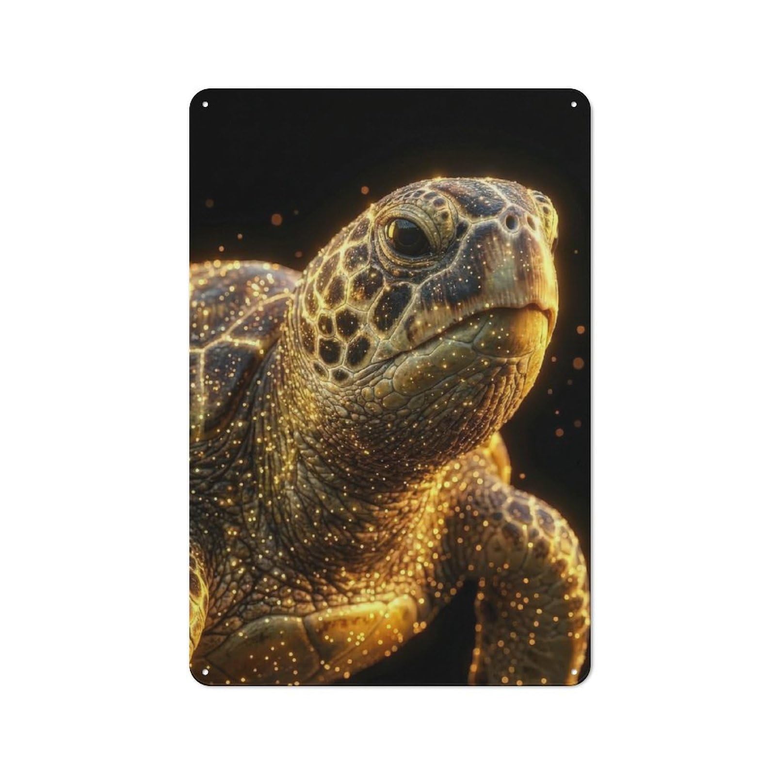 Junmoney Style-22 Tin Wall Plaque 30X20cm With Glowing Sea Turtle Portrait For Dining Room Or Kitchen, Winter Wall Decor For Dining Room Decor Fans