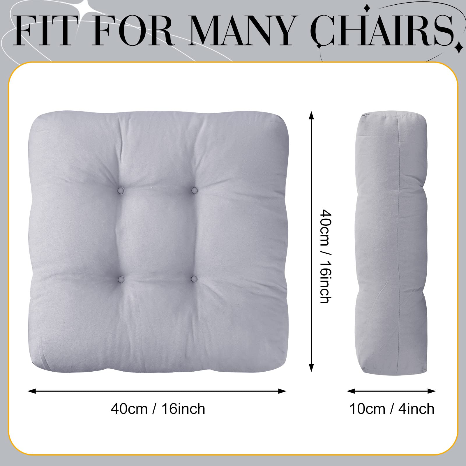 6 Pcs Memory Foam Chair Cushions Kitchen Chair Cushions 16 x 16 x 4