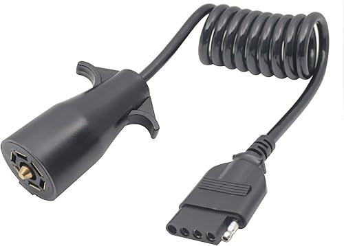 Adaptador de conector de cableado en espiral de 7 vías redondo a 5 vías, para caravanas y remolques de barcos, longitud utilizable de 40 pulgadas