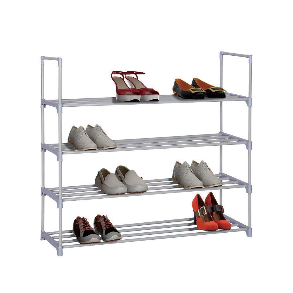 XYSQWZ Shoe Racks Storage Small White, Shoe Racks, 4 Tier Heavy Duty Metal Shoe Rack Holds Upto 16 Pairs 75x30.5x84CM Ideal for Hallway Bathroom Living Room Bedroom and Corridor Feito na China