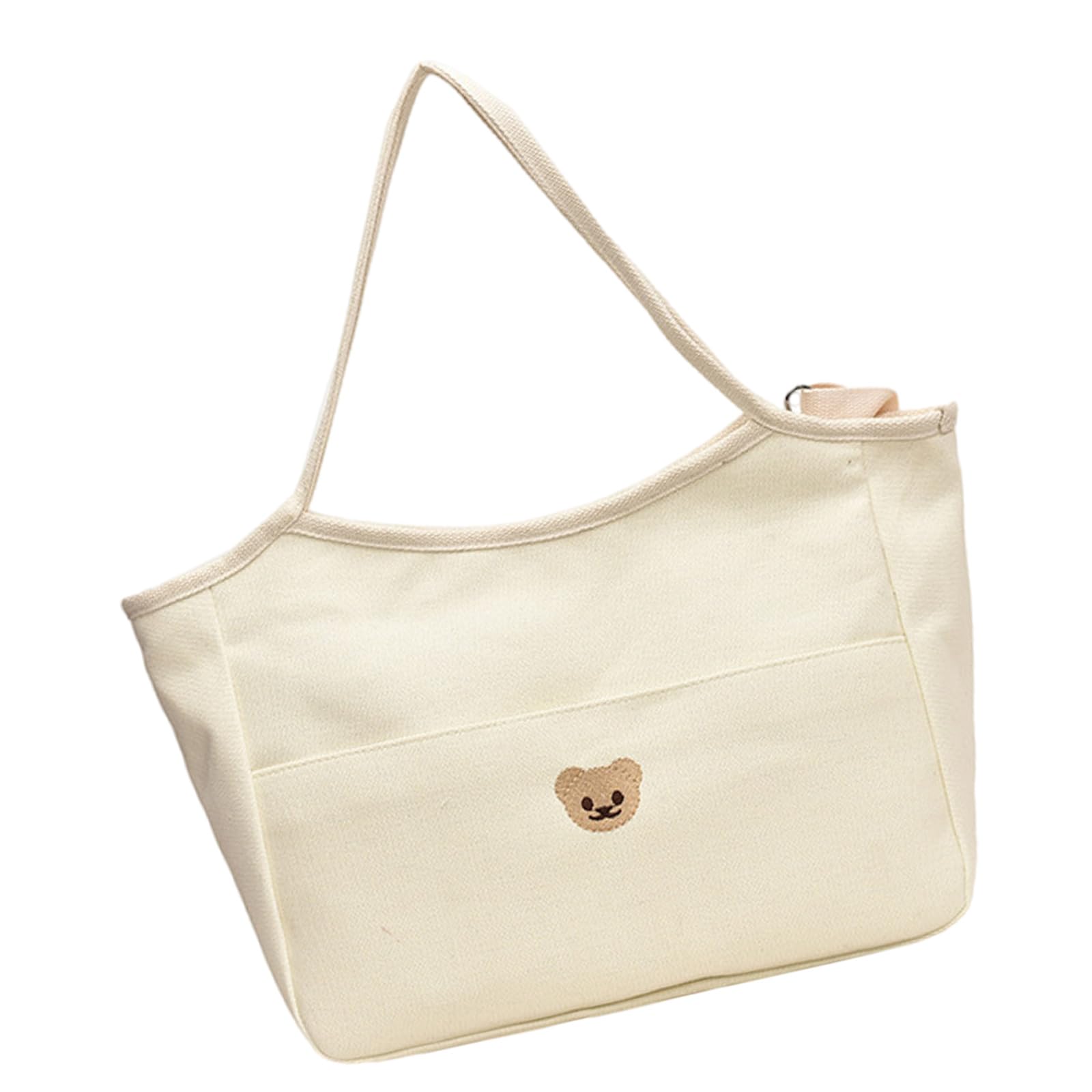Borsa per pannolini premaman in cotone, grande capacità, con ricamo a orso e comode tracolle, borsa per pannolini da viaggio, borsa essenziale per maternità