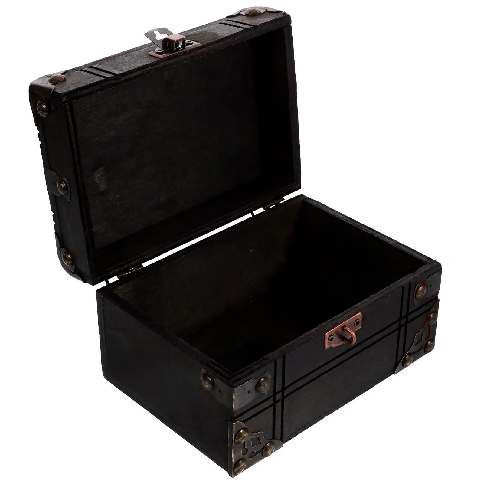 YShiuoL Wooden Storage Box Treasure Chest Box Wood Keepsake Jewelry Vintage Trinket(Style2)