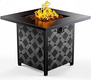 Ciays 28Inch Propane Fire Pit Table, 50,000 BTU Outdoor Gas Fire Pit Table CSA-Certified for Outside Patio with Removable Lid and Lava Rocks, Add Warmth and Ambience to Parties, Backyard, Garden