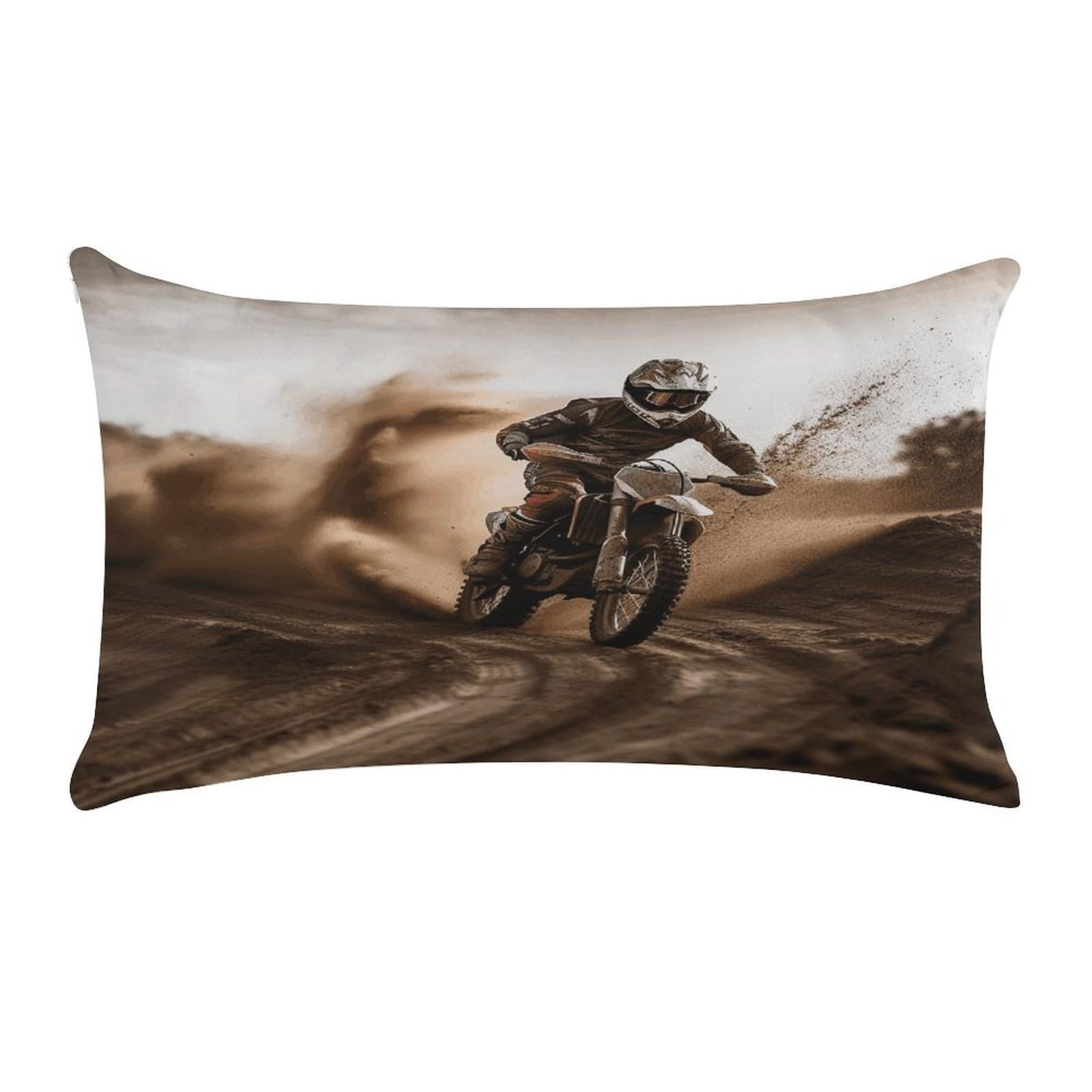 FekiLoot Super Soft Lumbar Throw Pillow Cover 12"x 20", Rectangle Luxury Plush Pillowcase Fade Resistant Pillow Protector Motocross Pillow Case Pillow Shams for Sofa Bed Living Room