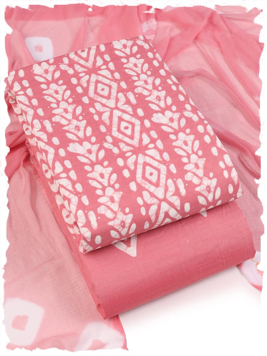 Women's Cotton Blend Printed Unstitched Salwar Suit Churidar Dress material Fabric with Dupatta
