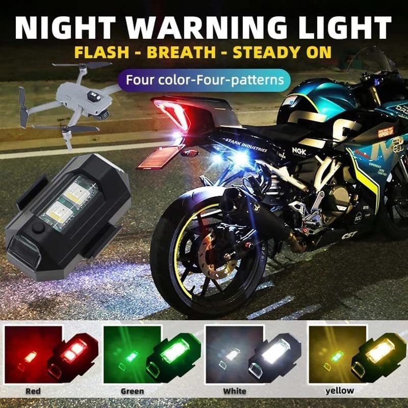 Linnet Plastic Universal Safety Signal Aircraft Blinking Strobe 7 Colors Led Light Multipurpose Waterproof For Motorbike, Helmet, Bicycle, Car, Scooties & Anywhere (Pack Of 2) - Battery Powered, Black 1