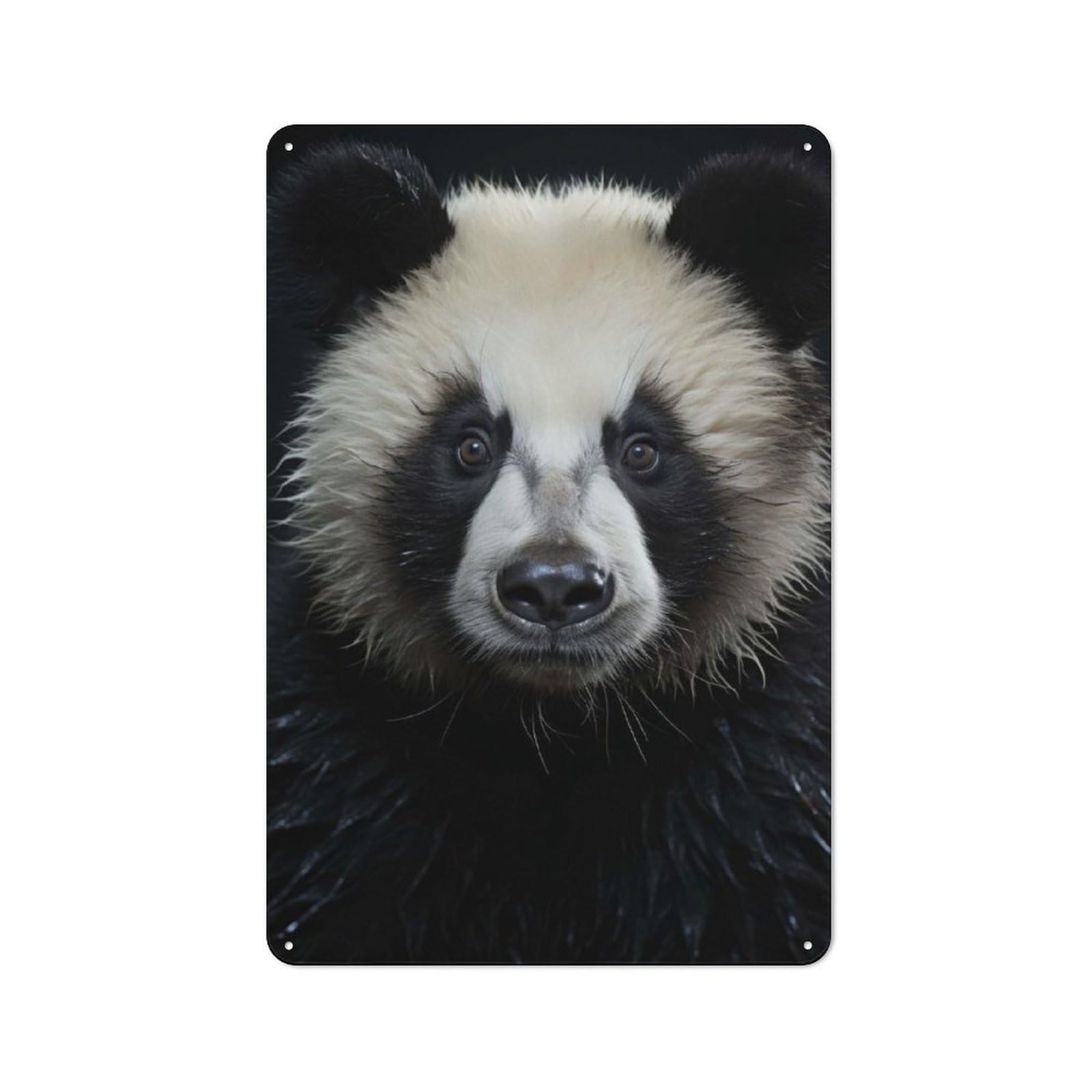 Junmoney Cool Panda Animal Portrait Cottage Style Metal Wall Decor 30X20cm, Farmhouse Metal Sign For Kitchen, Cottage, Porch Or Garden Room