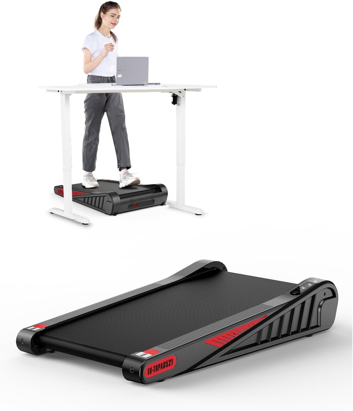 HomeFitnessCode Walking Pad 2.5HP, Under Desk Treadmill with 5% Incline, APP & Remote Control, LED Display Compact Fit for Home and Office,1-6KM/H