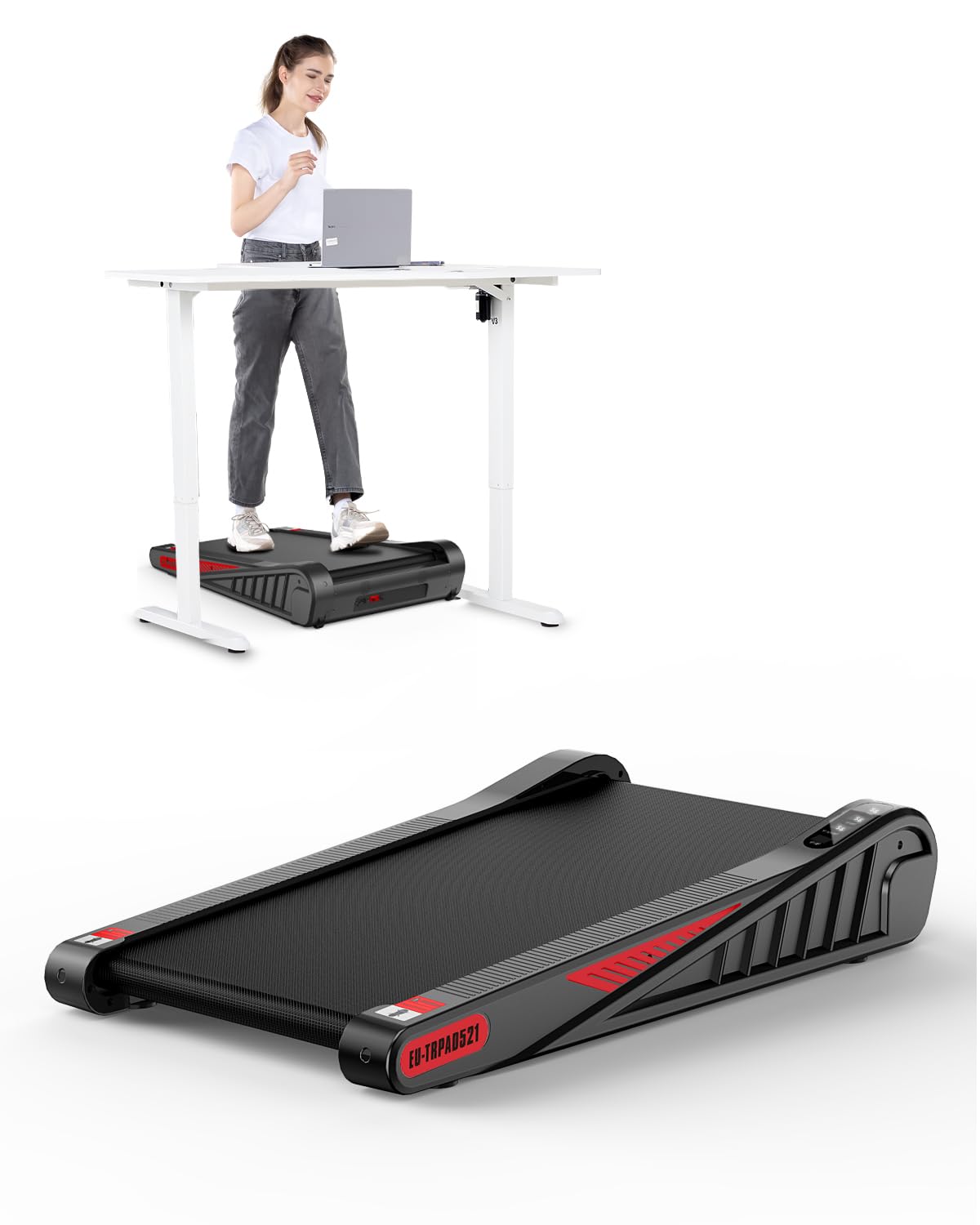 HomeFitnessCode Walking Pad 2.5HP, Under Desk Treadmill with 5% Incline, APP & Remote Control, LED Display Compact Fit for Home and Office,1-6KM/H