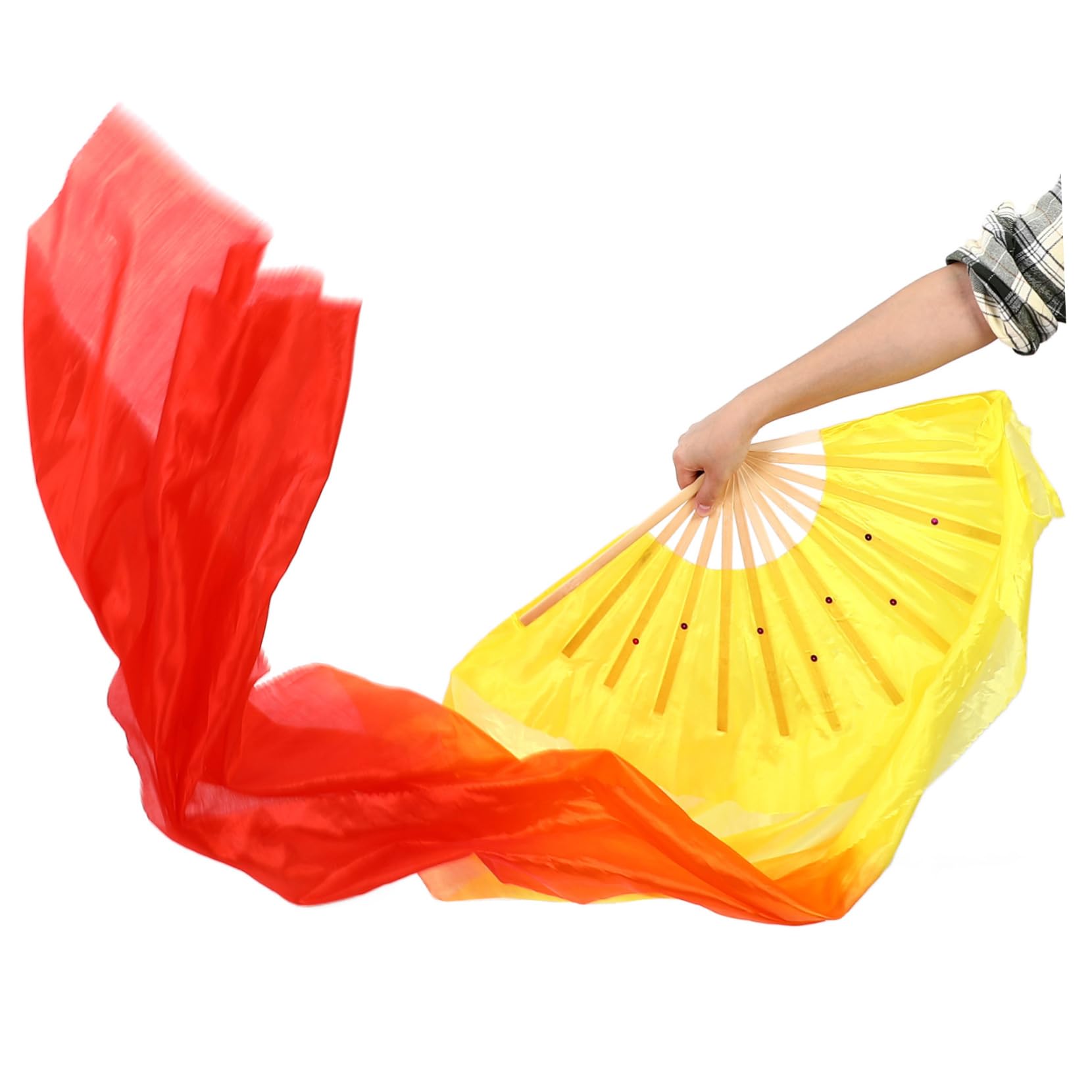 YARNOW Abanico Bailarín de Bambú y Seda Color Degradado para Danza del Vientre