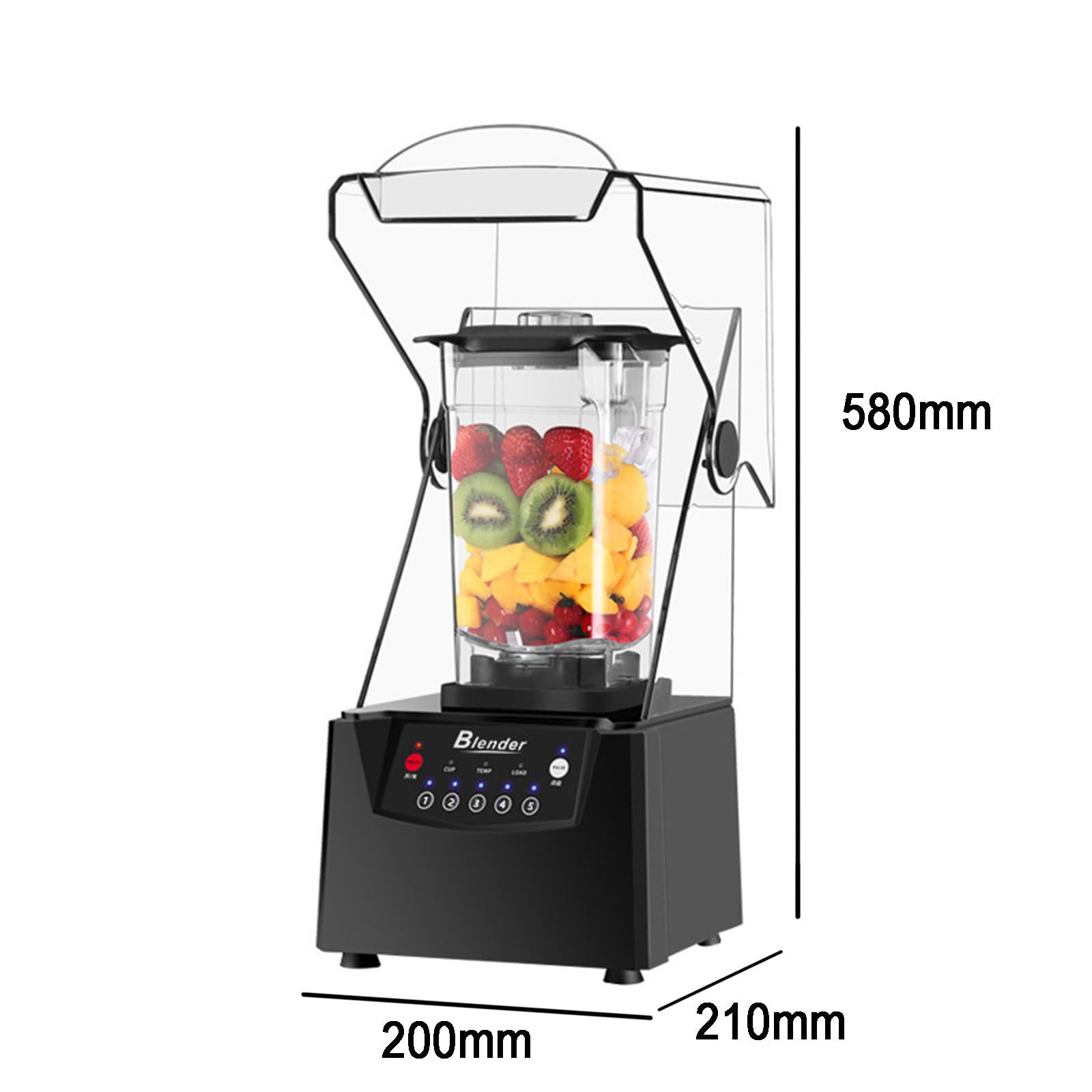 Licuadora profesional con caja de sonido silencioso, 2200 W, autolimpiante, 6 cuchillas para batidos, bebidas congeladas, capacidad de 2000 ml