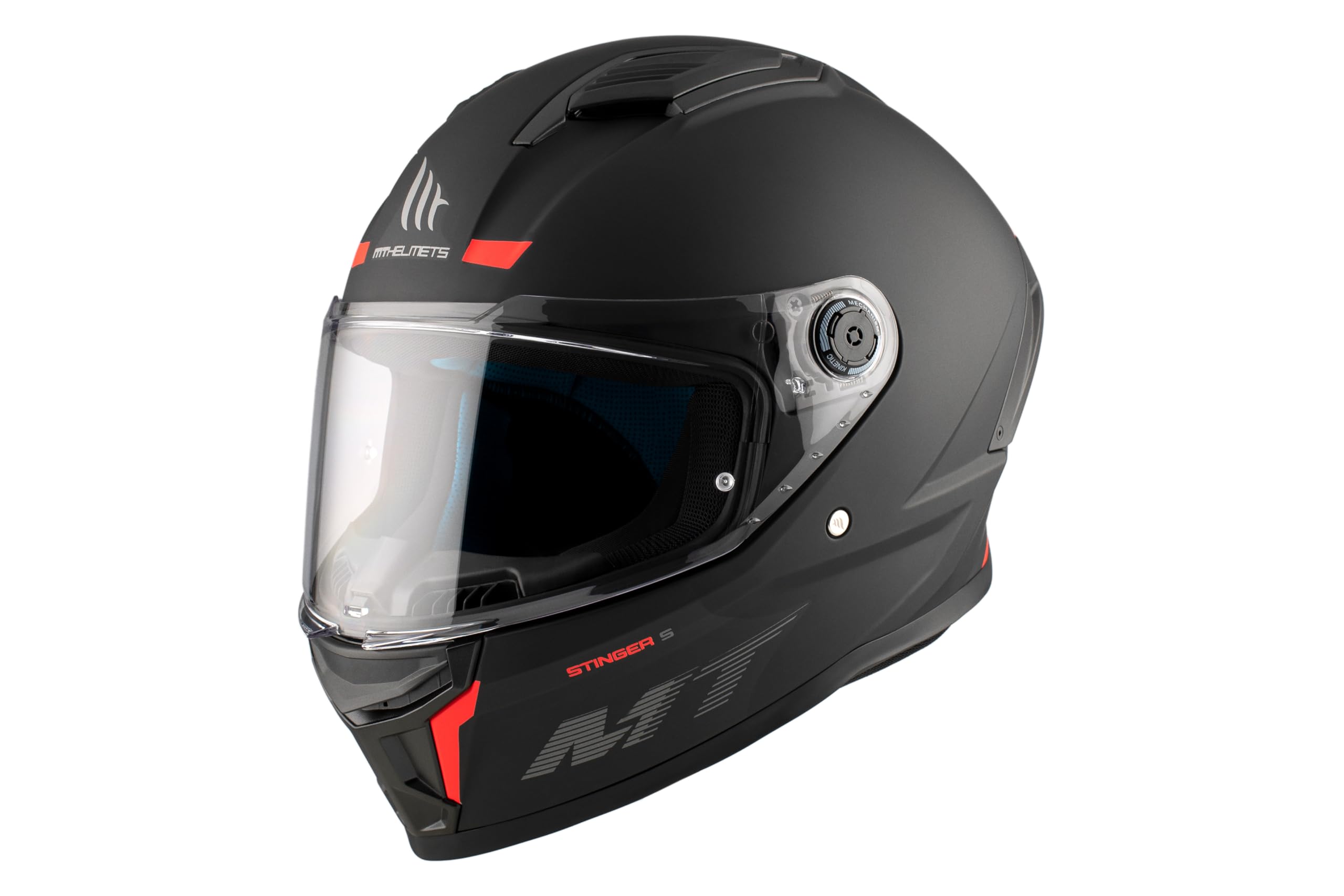 MT Helmets Stinger 2 Matt Black (M) - Injected Thermoplastic Outer Shell, Removable Inner Lining, Pinlock Prepared Visor, Compatible with Motorcycles