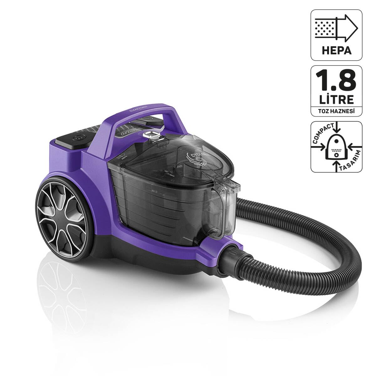 Arzum AR4070 Cleancompact Cyclone 890 Watt HEPA Filtreli-1,8 litre