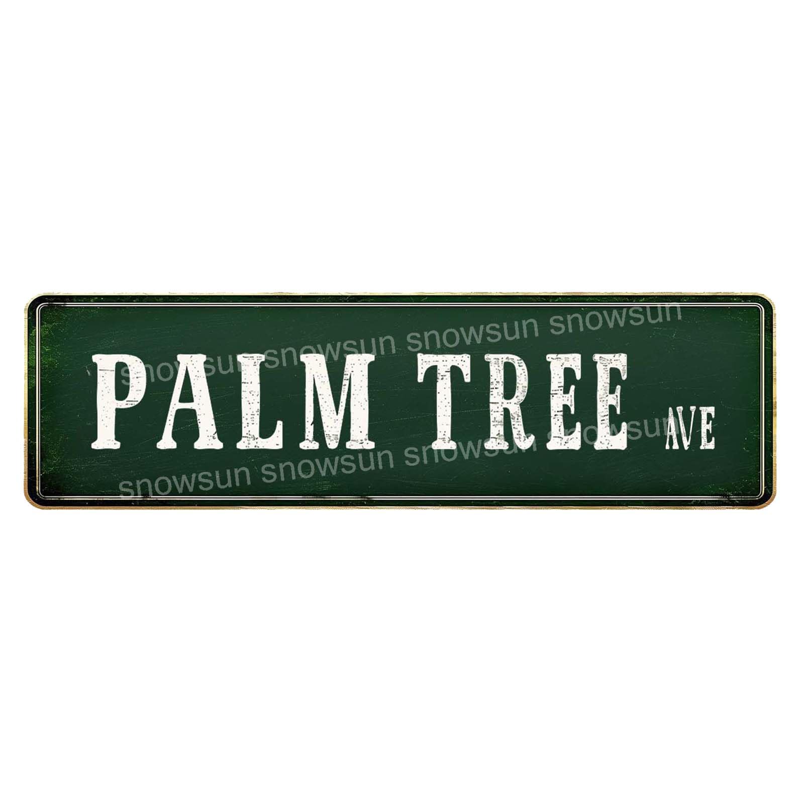 Palm Tree Ave Vintage Tin Signs Retro Metal Sign For Home Bar Office Outdoor Garden Wall Decor 4x16 Inch