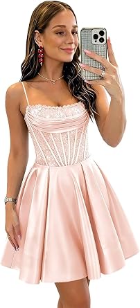 Satin Homecoming Dresses 2026 Ruched Short Prom Cocktail Party Mini Gowns