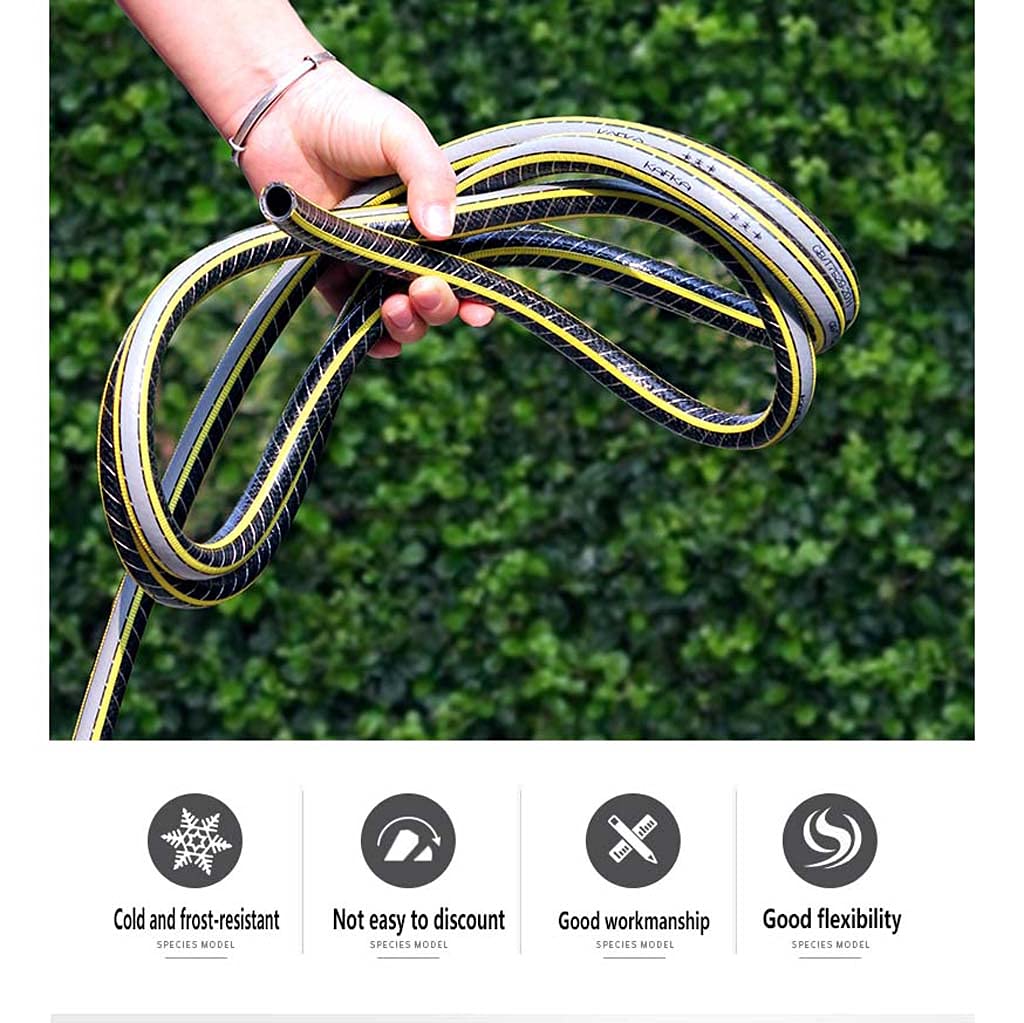 Tubo di irrigazione da Giardino in plastica PVC Sistema di Acqua piovana Irrigazione a Goccia Collegamento Tubo in Pelle di Serpente Giallo 7 Lunghezze Resistenza al Gelo e alla Compressione (1/2")