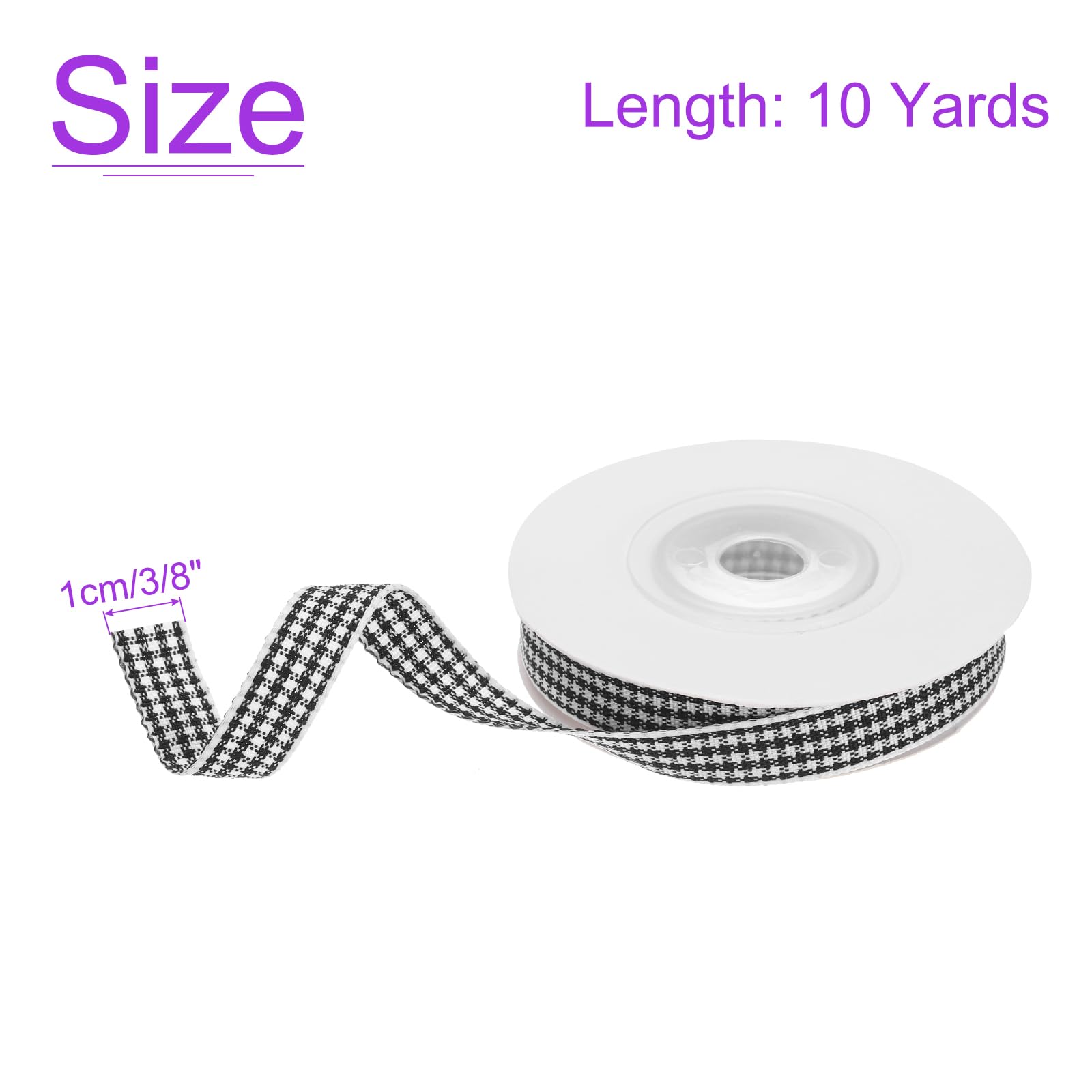 DMiotech 3/8 Inch 10 Yards Gingham Ribbon, Checkered Ribbon Plaid Ribbon for Gift Wrapping Decoration Art Craft DIY Black and White - Image 3