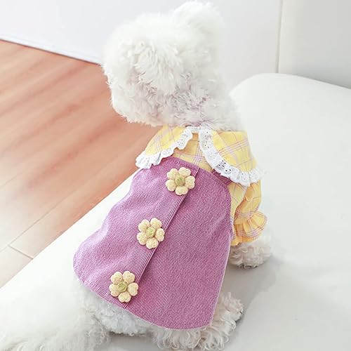 Miniatura 7 de Ropa de perro para perros pequeños y niña, lindos vestidos de mezclilla para mascotas, vestidos de verano para cachorros, con lazo, vestido de
