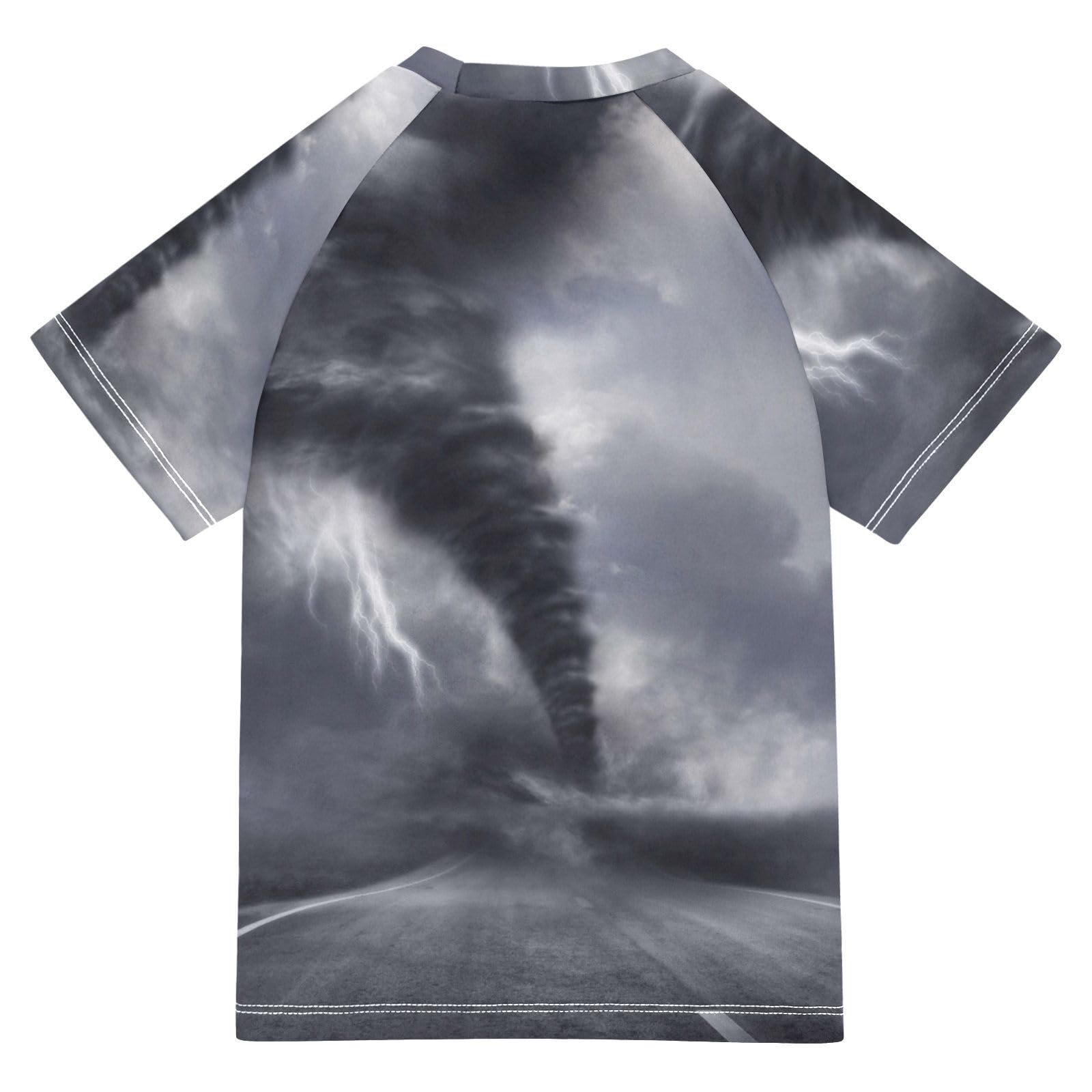 Aflyko Fun Girls' Rash Guard Shirt Tornado Kiddo Fishing Shirt Children Fashion Short Sleeve Swimming Top Soft Comfortable Fit UPF 50+ Everyday Wear, 5-6T Multicoloured
