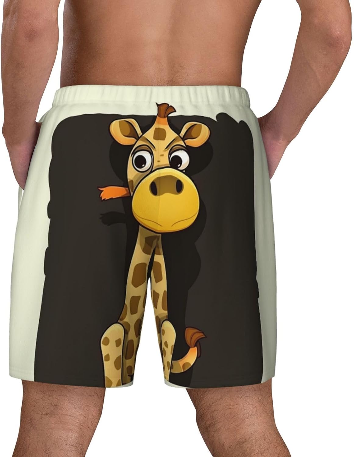 Men's Swim Trunks Quick Dry Board Shorts Mens Bathing Suit Swimsuits Cartoon Giraffe Beach Shorts with Pockets