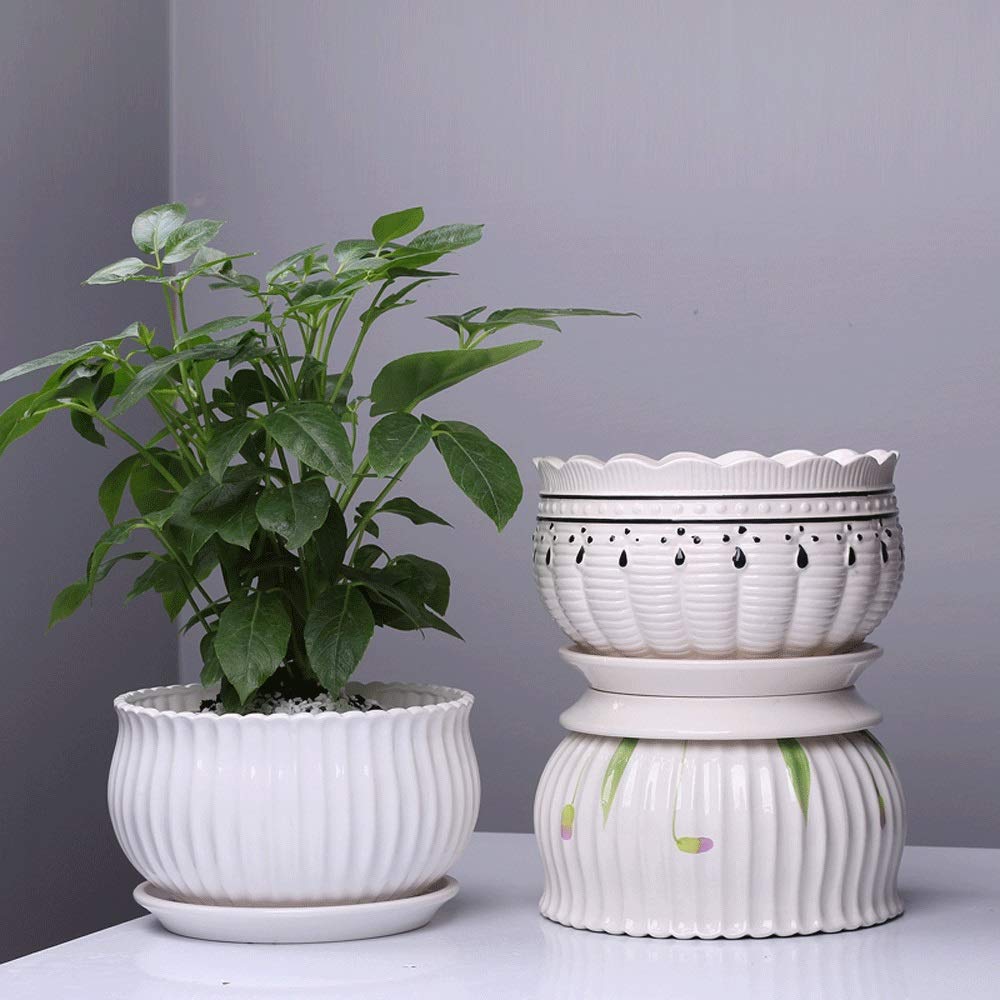 para hierbas suculentas cerámica cerámica arcilla macetas interior exterior macetas primavera porcelana maceta balcón decoración regalo jardín macetero con bandeja de goteo en recipiente decorativo