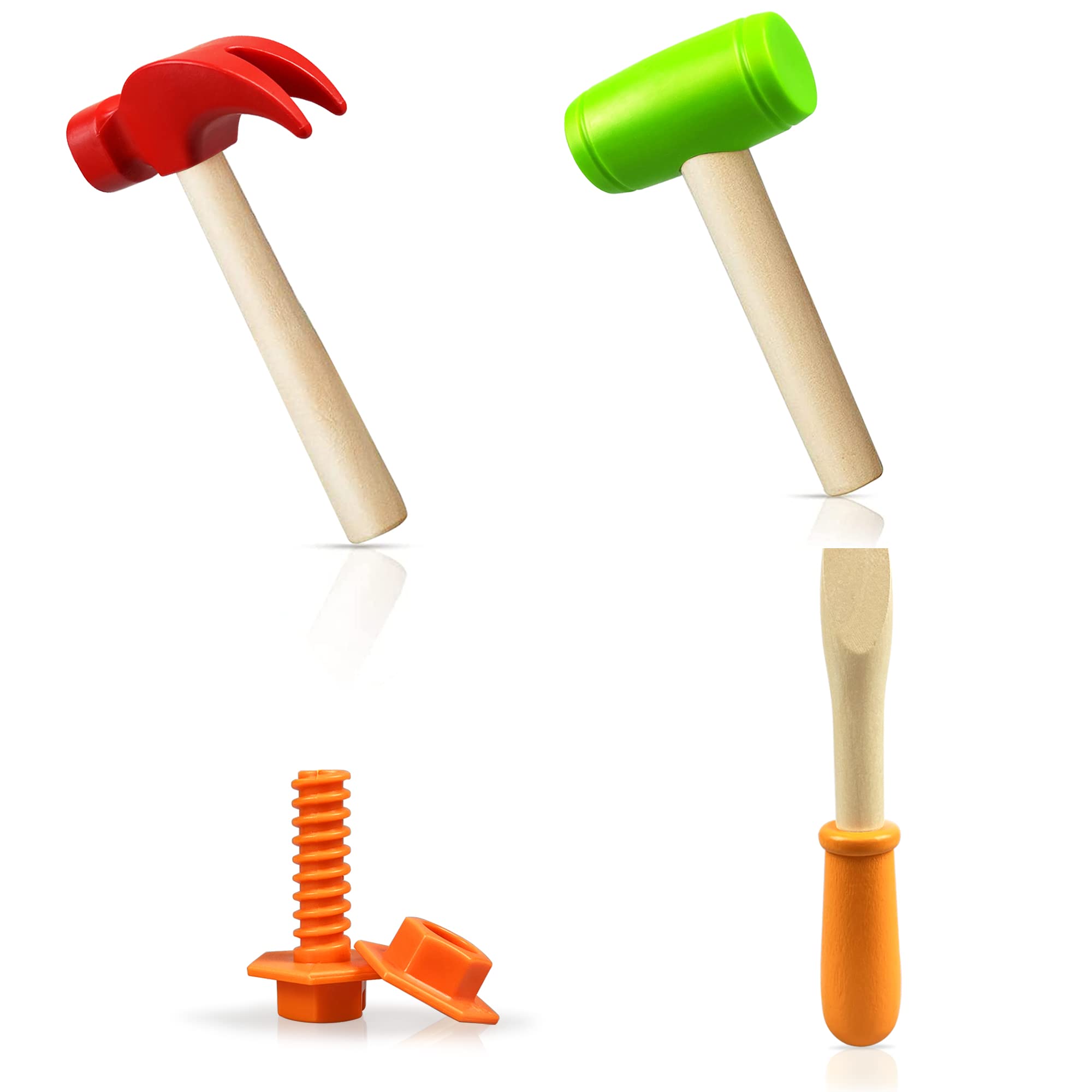 Wooden Tool Set Toy Simulation Hammer Screwdriver Screw Nut Tool Kit for School Educational Gift Play Games Birthday Party Decoration Supplies