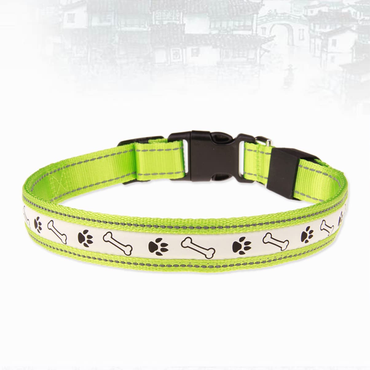 POPETPOP 2 Pièces Et Animal de Compagnie Clignotant Vert pour Os M Exploité Collier de Sécurité de Marche Jusqu'à LED Rougeoyante Empreinte Taille Batterie Nuit Chiens Lumière Collier de