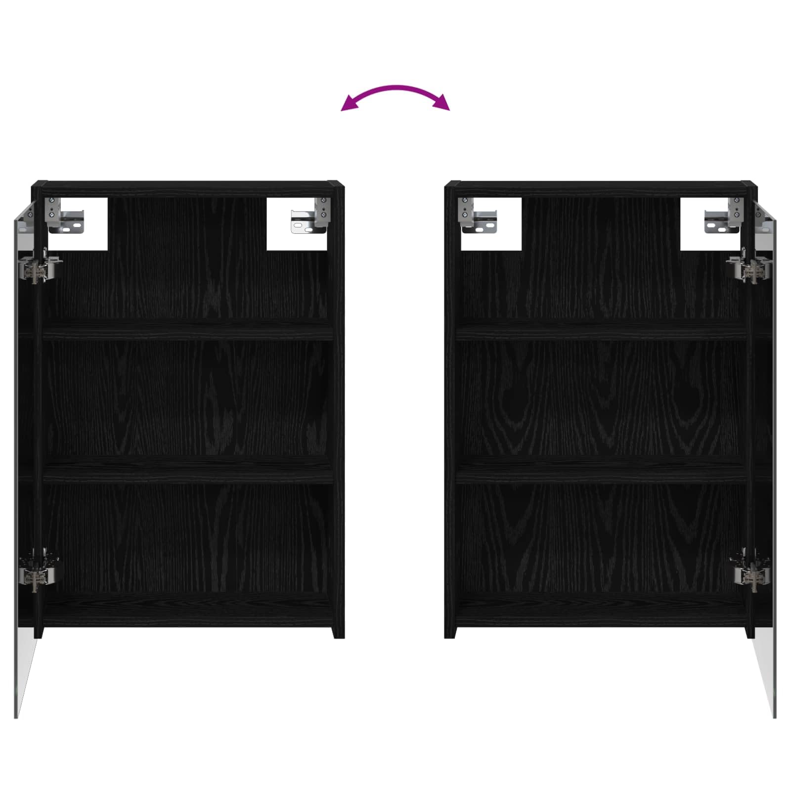 Armadietto da bagno a specchio nero effetto rovere, 43 x 16 x 62,5 cm, in legno con specchio bidirezionale e ripiani regolabili, montaggio a parete per mobili da bagno, portaoggetti