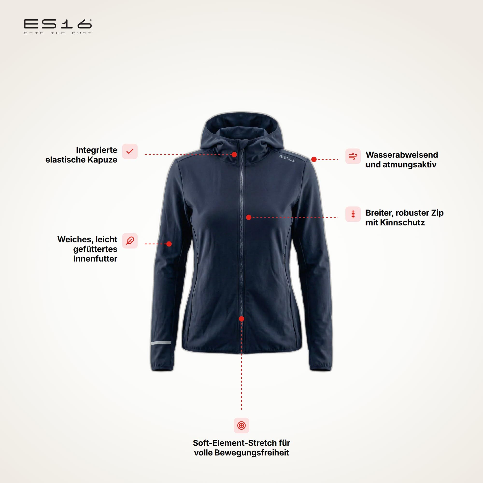 Løbejakke Soft Element Chaqueta Running Mujer | Cortavientos Ligera y Transpirable con Cremallera Completa para Correr y Ciclismo