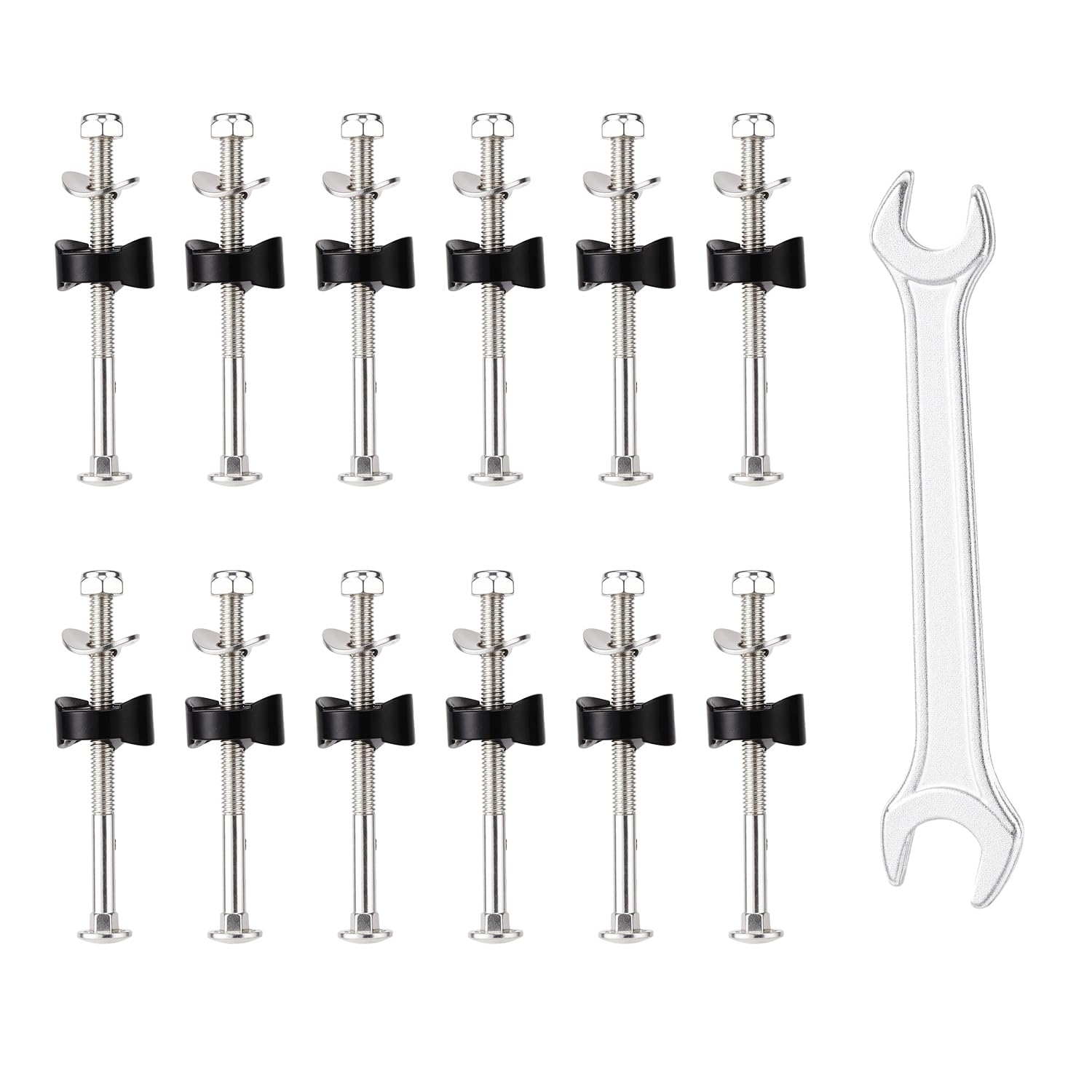 12pcs Trampoline Screws, 3.27in Long Anti-Loose Bolts and Nuts Set Trampoline Anchor Stabilizers Accessories Replacement Parts for Stability, with Gap Spacers & Installation Tools