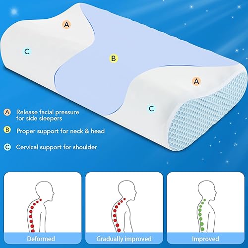 Miniatura 3 de Almohada refrescante de espuma viscoelástica para dormir, almohada cervical de espuma viscoelástica para aliviar el dolor de cuello y hombros,