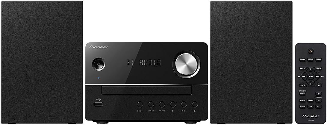 Pioneer X-EM26(B) Micro Hifi System, (CD, MP3/WMA, FM Radio, 2 x 5 Watt Power Output, Speakers, Bluetooth, Stream Music from Smartphone, USB/Audio in, Compact Design) Black