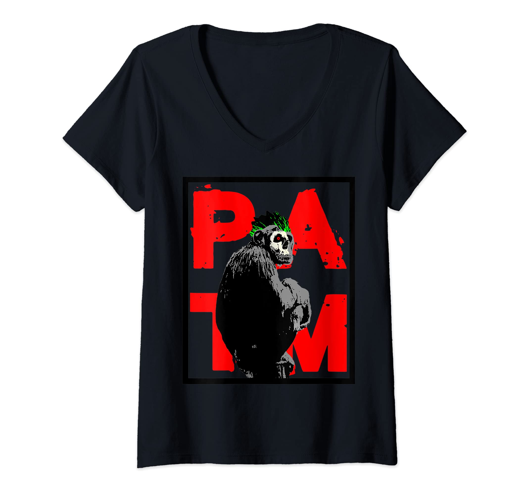 Womens Mohawk Monkey V-Neck T-Shirt