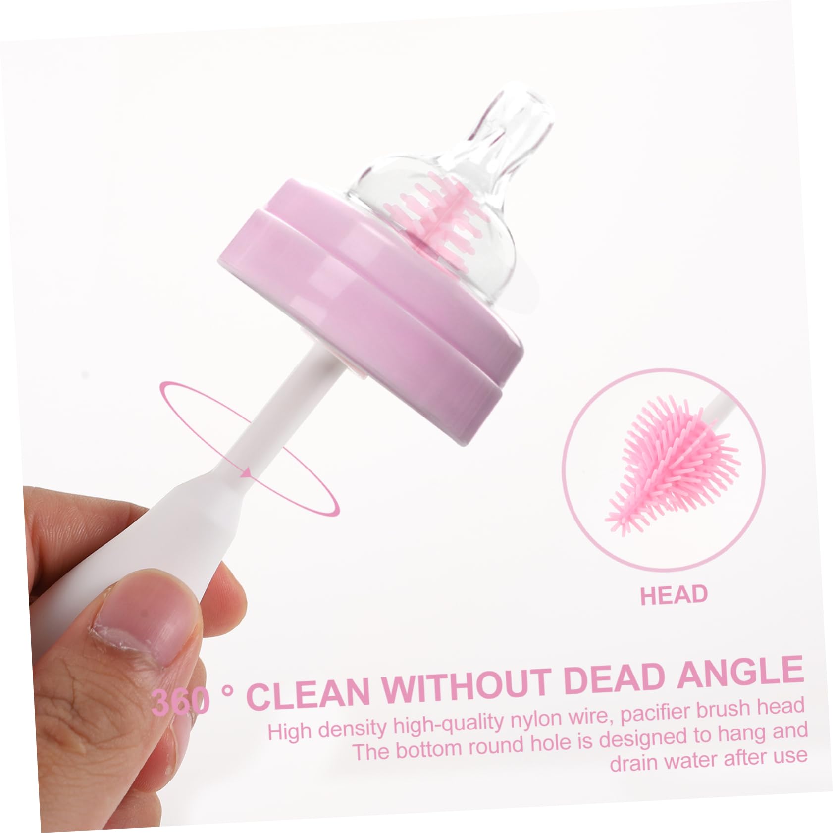 ULDIGI 3pcs Cleaning Brush Set Bottles for Cup Brush Straw Cup Practical Cup Bottle Brush Straw Cup for Household Washing Machine Cleaners Feeding Bottle Brush Pink Abs