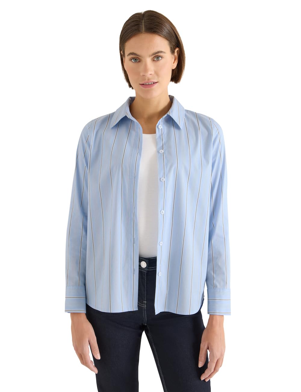 CECIL Fountain Blue Striped Shirt Blouse L