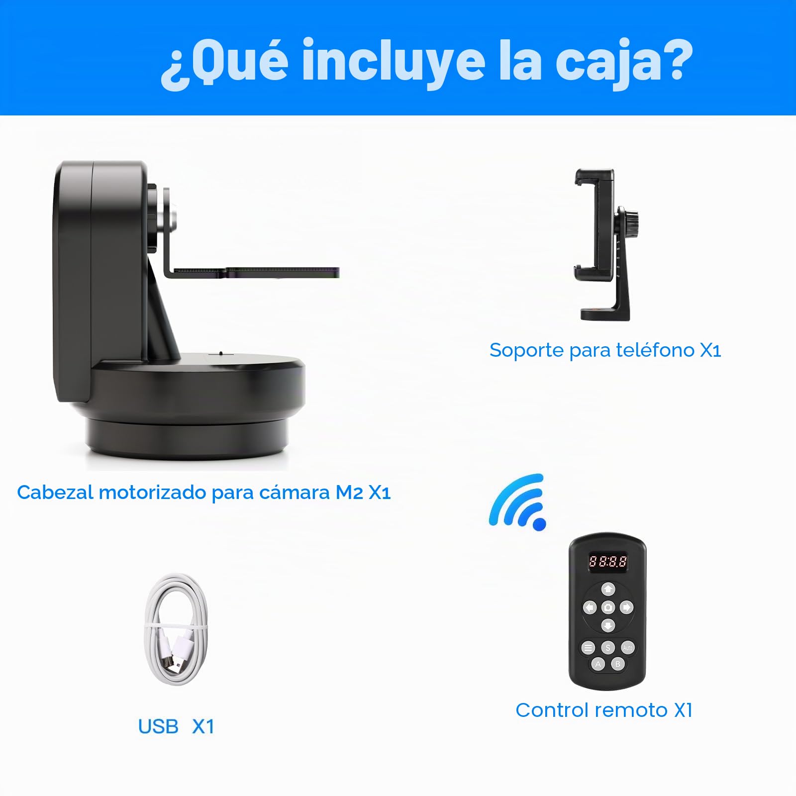 Soonpho M2 Cabeza motorizada para trípode de Pan Tilt eléctrico 360 Grados erigible Cabeza panorámica eléctrica remota con Abrazadera para teléfono Remoto AB Puntos para DSLR,trípode,teléfono