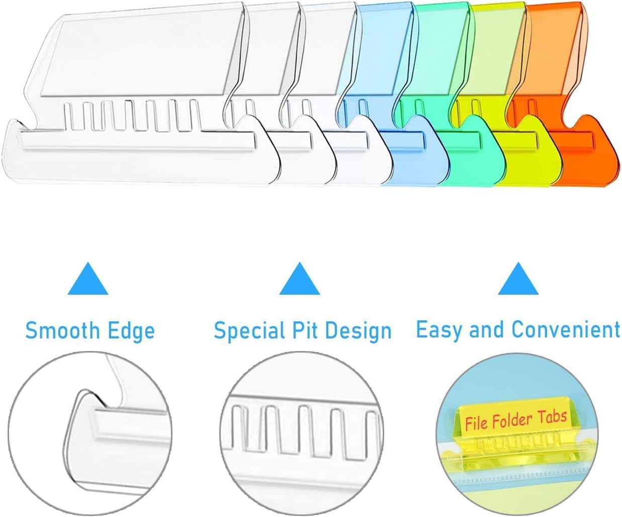 File Folder Tabs, Insertable Plastic Hanging Folder Tabs, Multicolor image 3