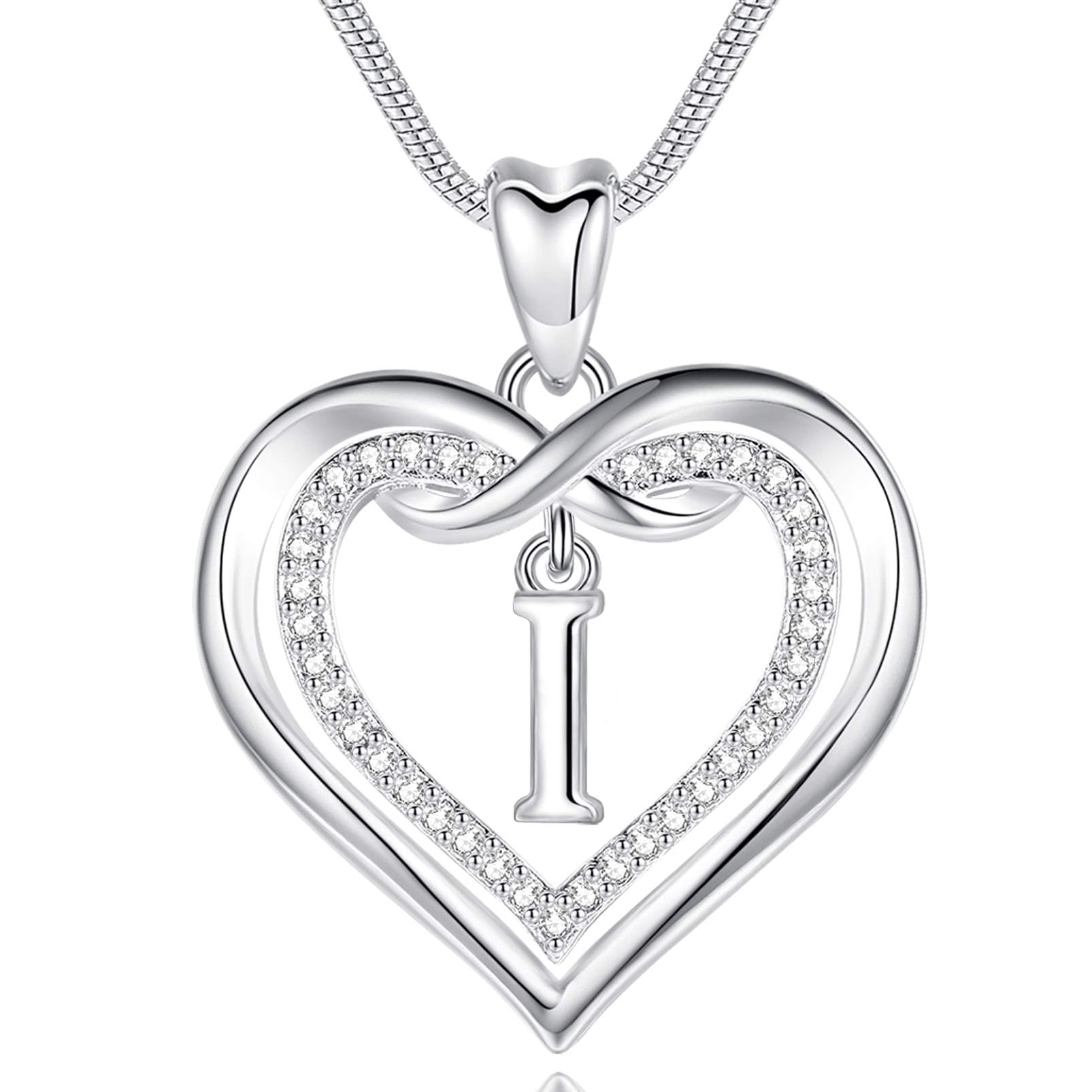 EUDORA Harmony Ball Collana con Iniziale per donne, Regalo di Gioielli con Pendente a Doppia Lettera a Cuore, Nome Dell'alfabeto Regalo di Compleanno Personalizzato per Mamma Figlia, 22"
