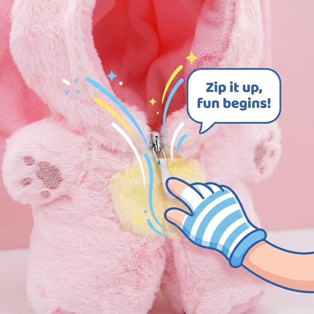 17cm Doll Clothes, 2-Piece Rabbit Bag Outfit and 49-Inch Adjustable Rope image 3