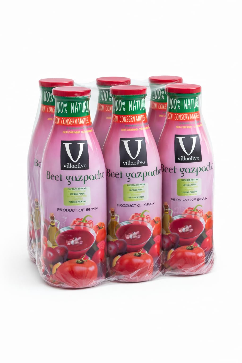 Villaolivo – Gazpacho de Remolacha 1L | Pack 6 Unidades | 100% Natural | Sin Conservantes | Receta Vegetal y Refrescante