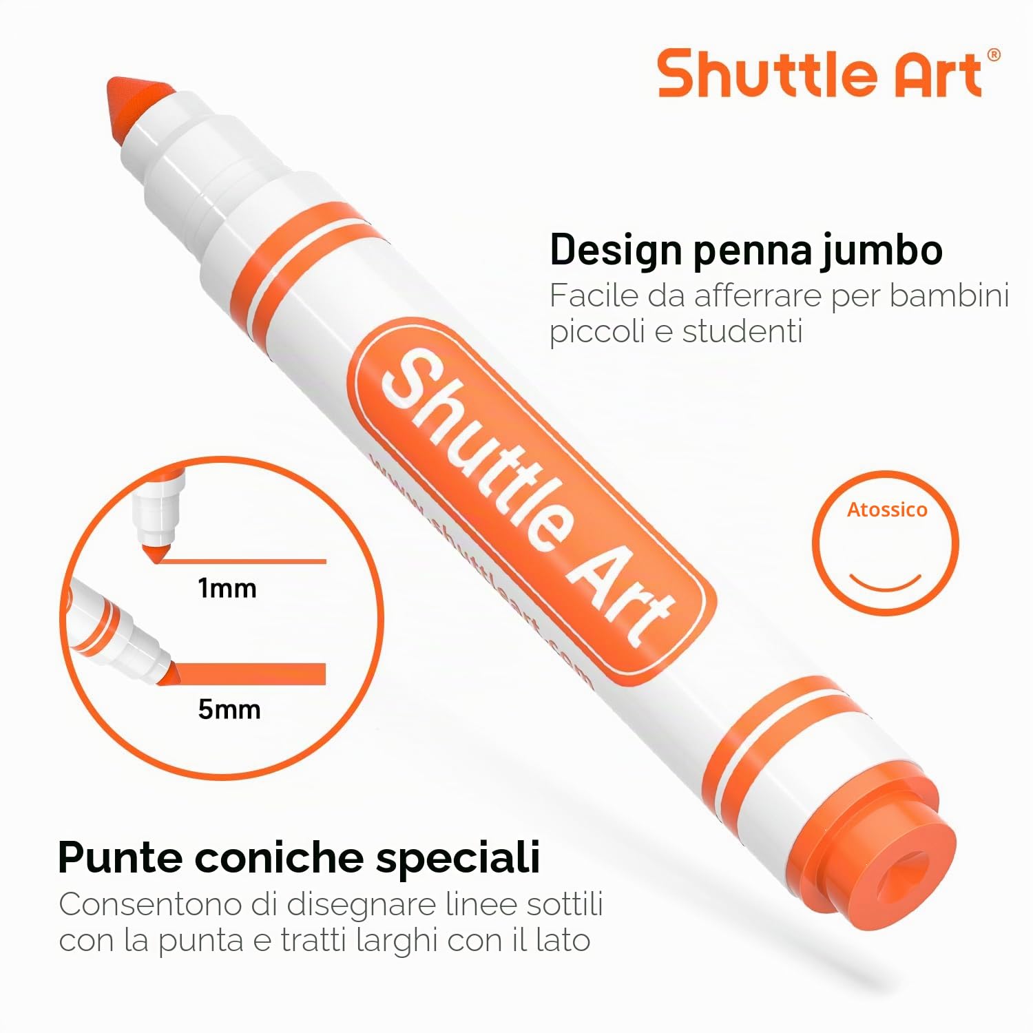 Shuttle Art 304 confezione di pennarelli lavabili per bambini, 8 colori, pennarelli a punta larga lavabili, confezione scolastica, materiale scolastico per la classe di adulti, studenti e insegnanti