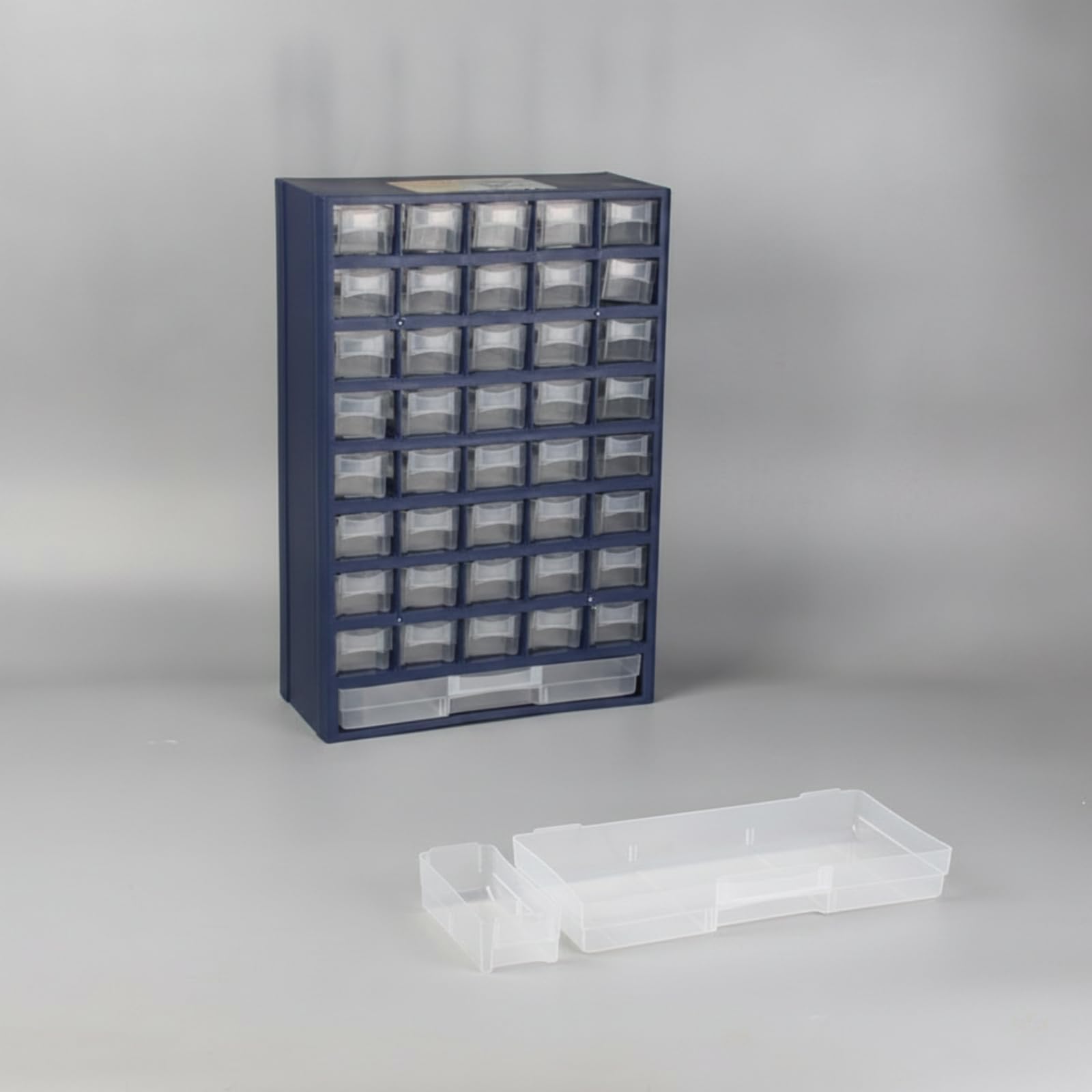 predolo Organizzatore a Cassetti Cassetti Trasparenti Estraibili Cassettiera Trasparente 18 Plastica Cassettiera da Scrivania, Blu